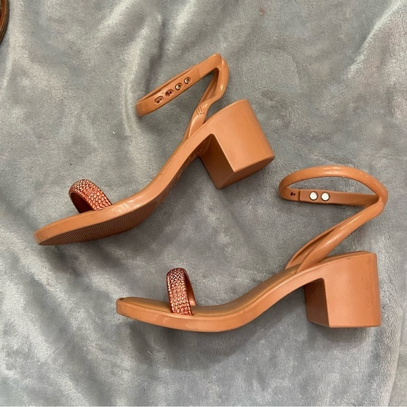 New! Melissa shiny heel jelly block heeled sandals - Picture 6 of 10